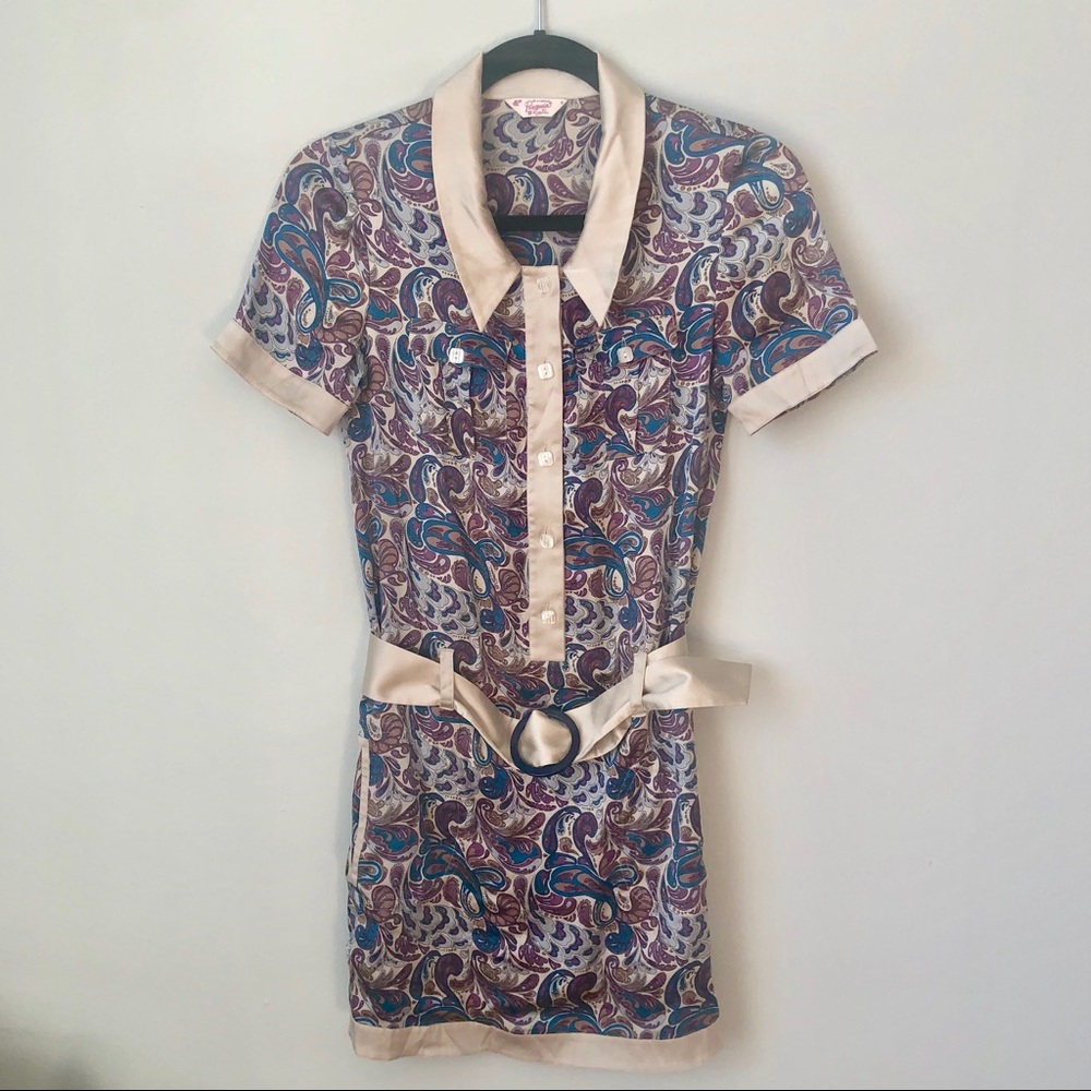 💟 ORIGINAL PENGUIN Paisley Silk Retro Mini Dress 💟